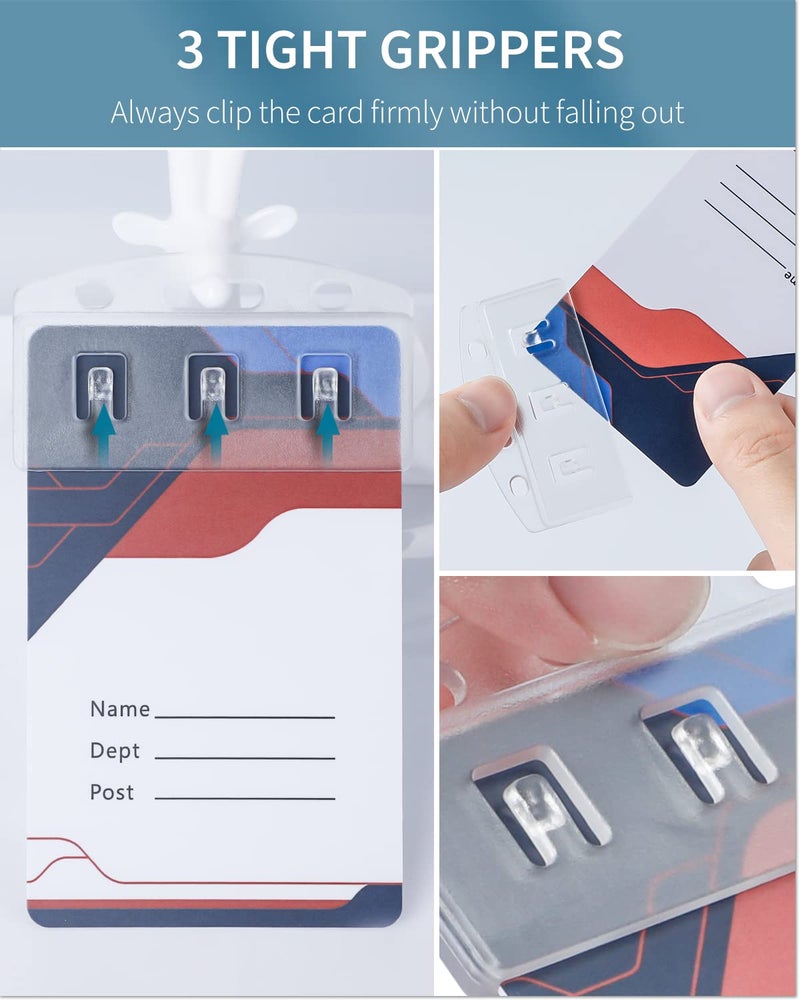 Pawfly 5 Pack Vertical Half Card Badge Holders with Grippers Hard Transparent Protectors Sleeves Frosted Pouches for POS Magnetic Swipe Cards IDs Credit Cards and Passes - Image 4